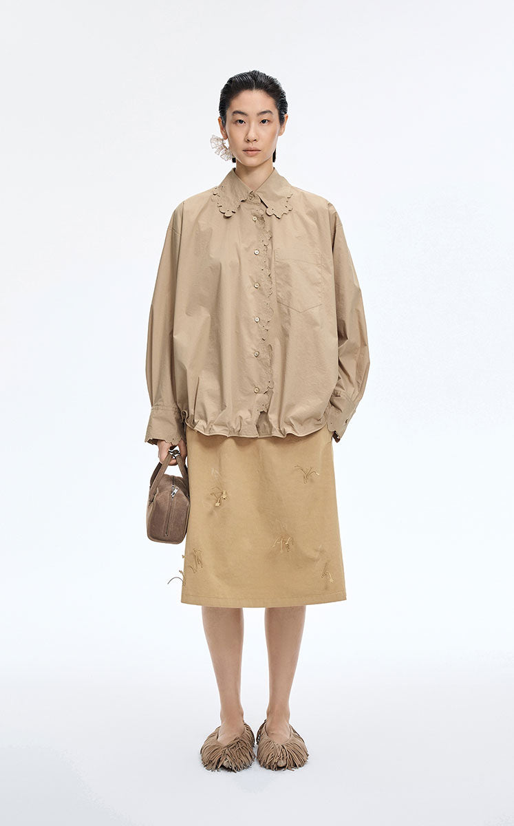 Skirt / JNBY Cotton A-Line Mid-Length Skirt