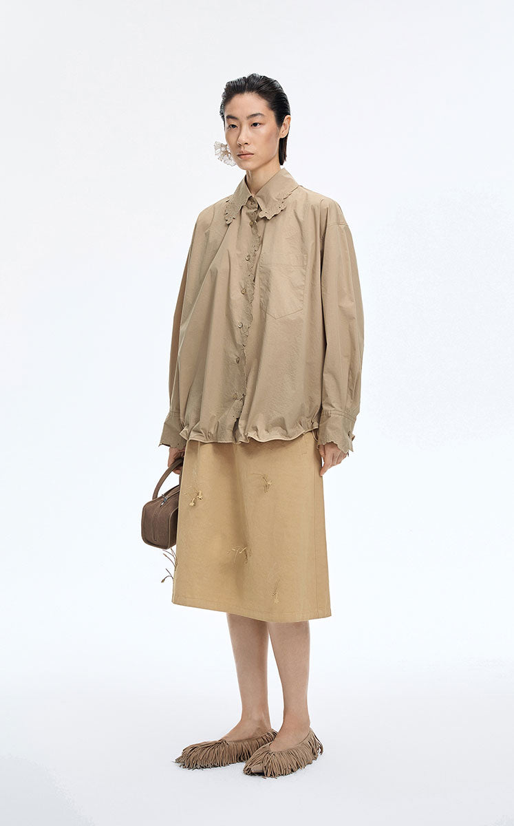 Skirt / JNBY Cotton A-Line Mid-Length Skirt