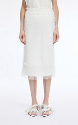 Skirt / JNBY Cotton Knit Fringe Midi Skirt