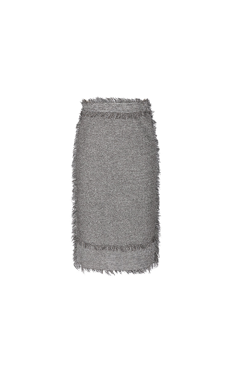 Skirt / JNBY Cotton Knit Fringe Midi Skirt Brown Marl