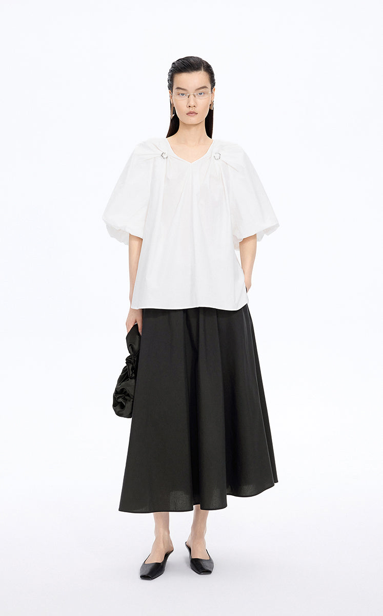 Skirt / JNBY Cotton Silk A-Line Maxi Skirt