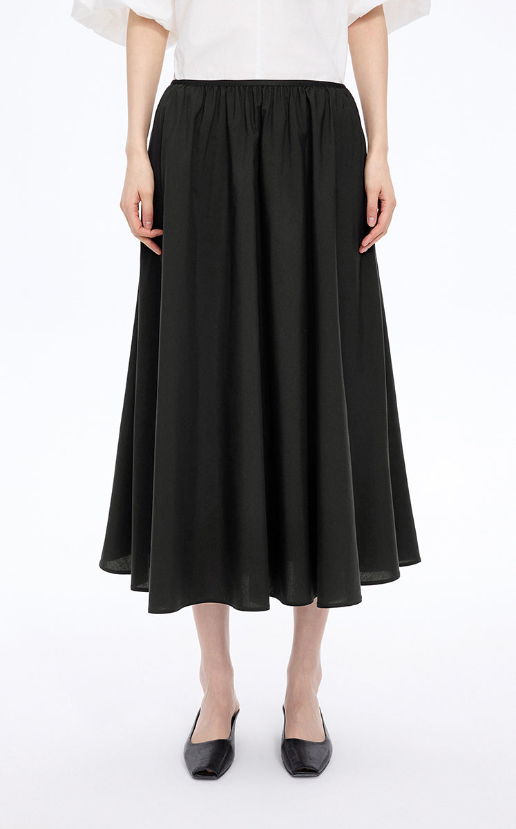 Skirt / JNBY Cotton Silk A-Line Maxi Skirt Black
