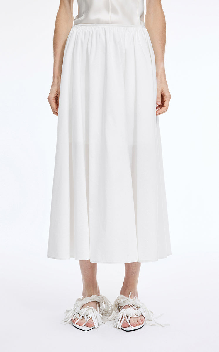 Skirt / JNBY Cotton Silk A-Line Maxi Skirt Off White