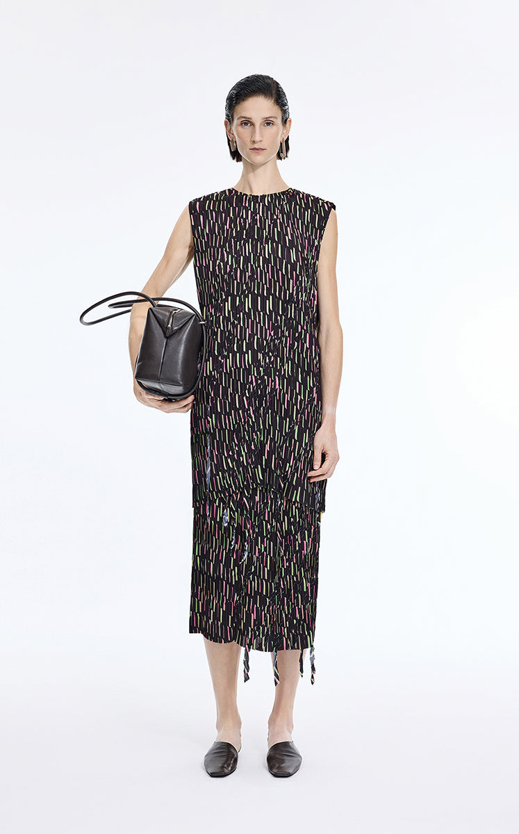 Skirt / JNBY Deformed Stripe Pleated Midi Skirt