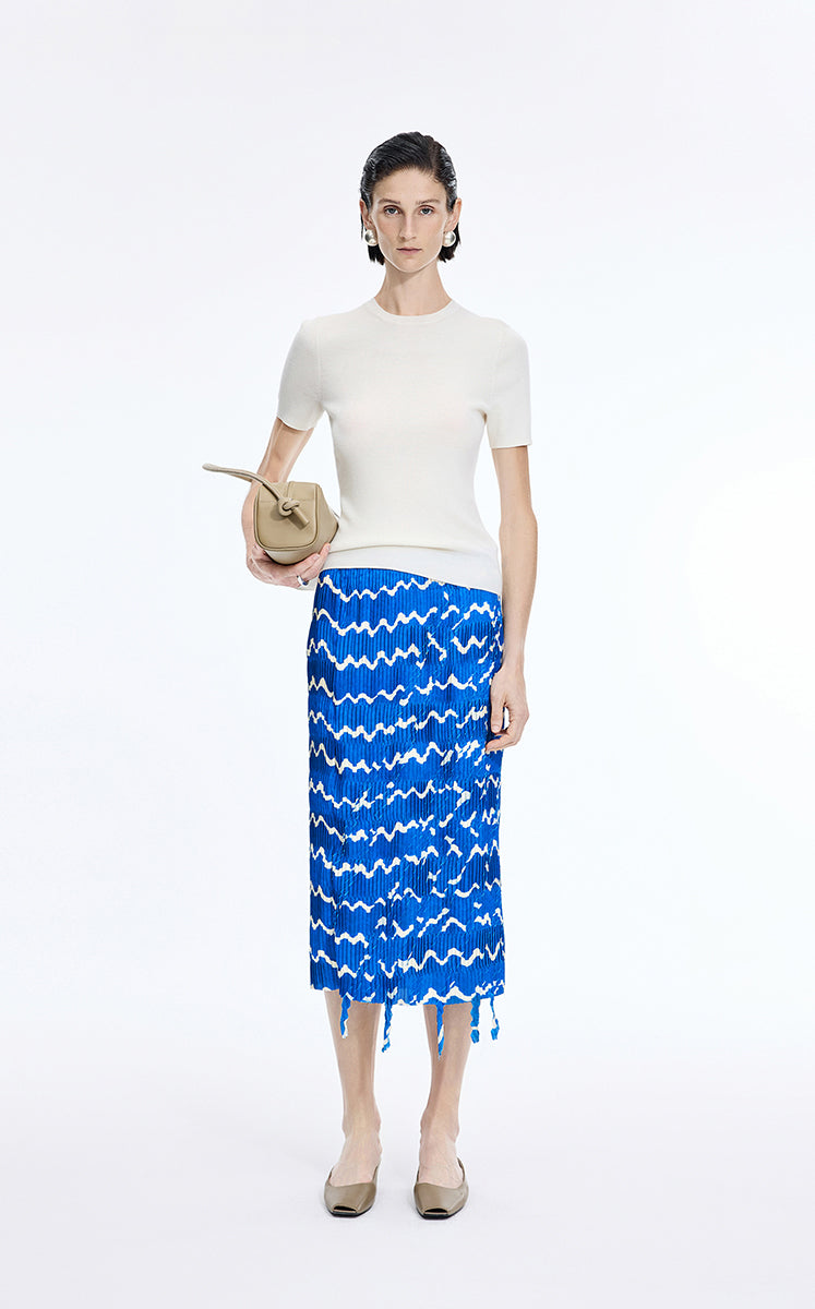 Skirt / JNBY Deformed Stripe Pleated Midi Skirt