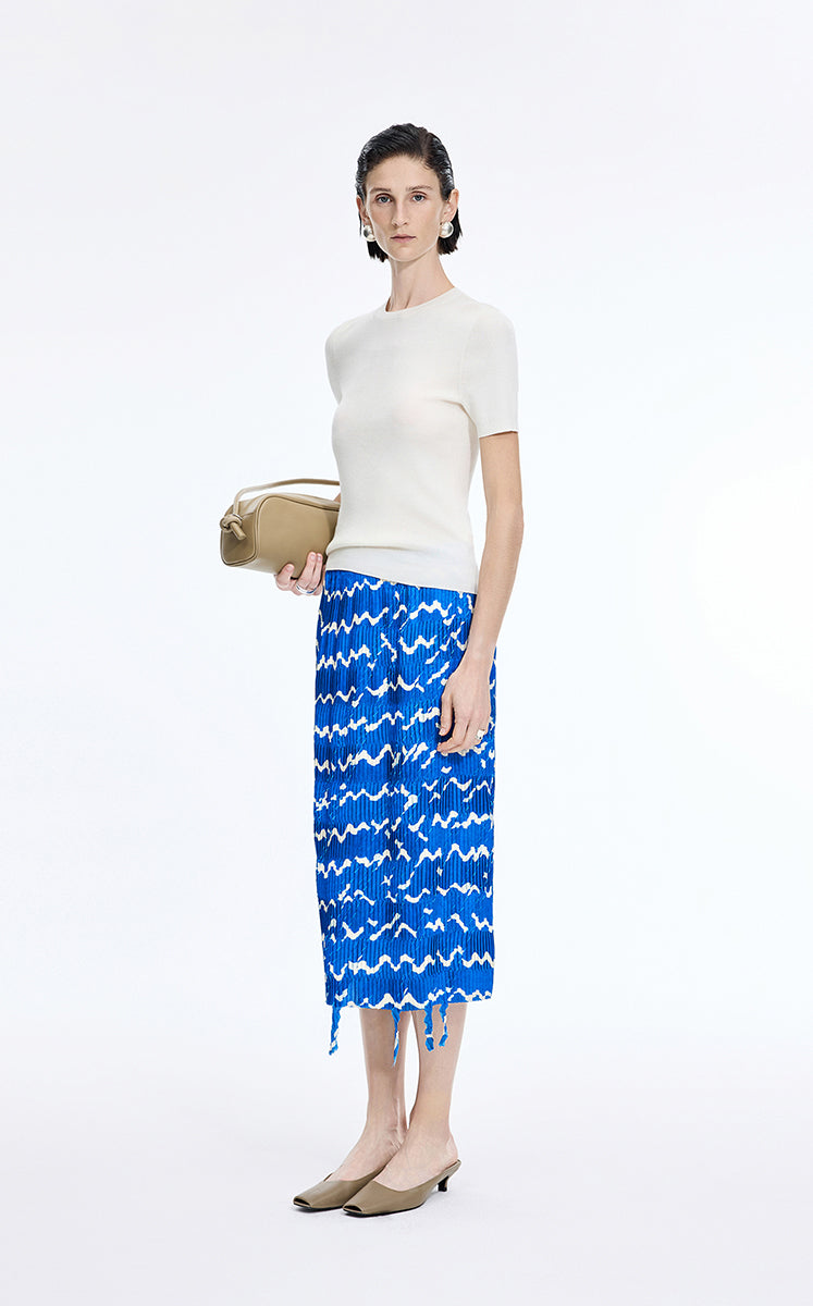 Skirt / JNBY Deformed Stripe Pleated Midi Skirt