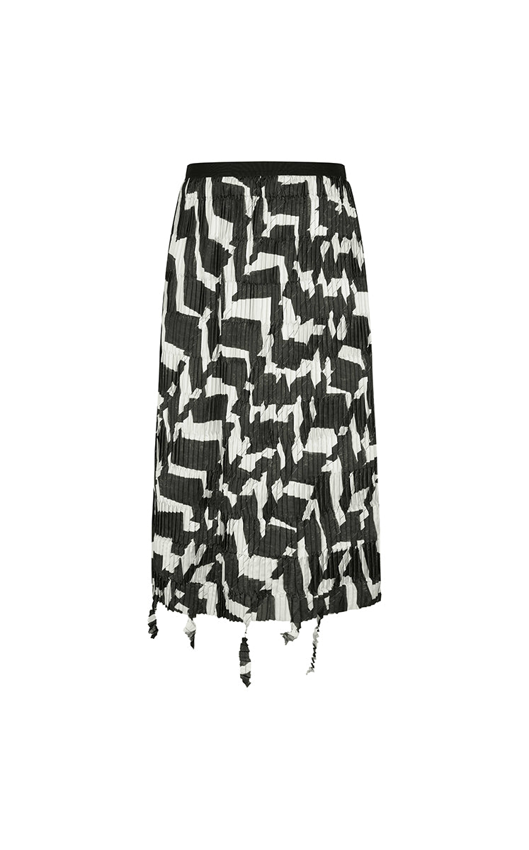 Skirt / JNBY Deformed Stripe Pleated Midi Skirt