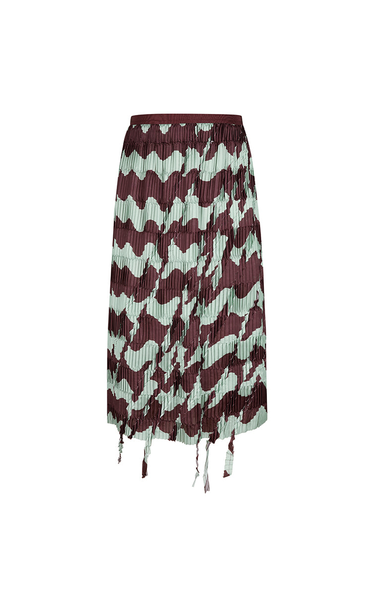 Skirt / JNBY Deformed Stripe Pleated Midi Skirt