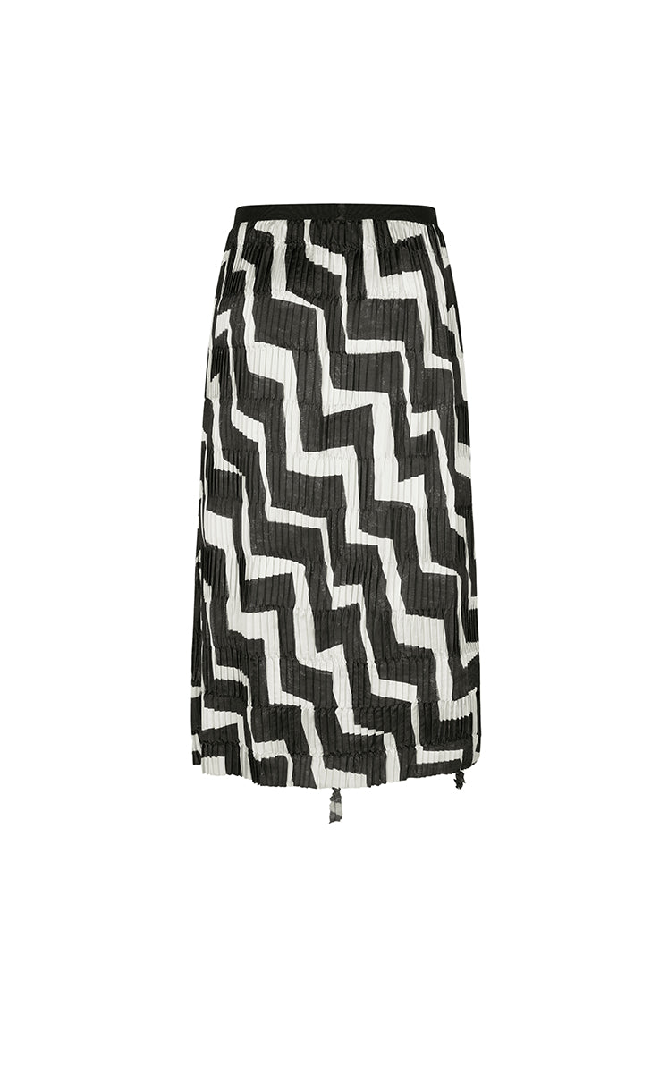 Skirt / JNBY Deformed Stripe Pleated Midi Skirt