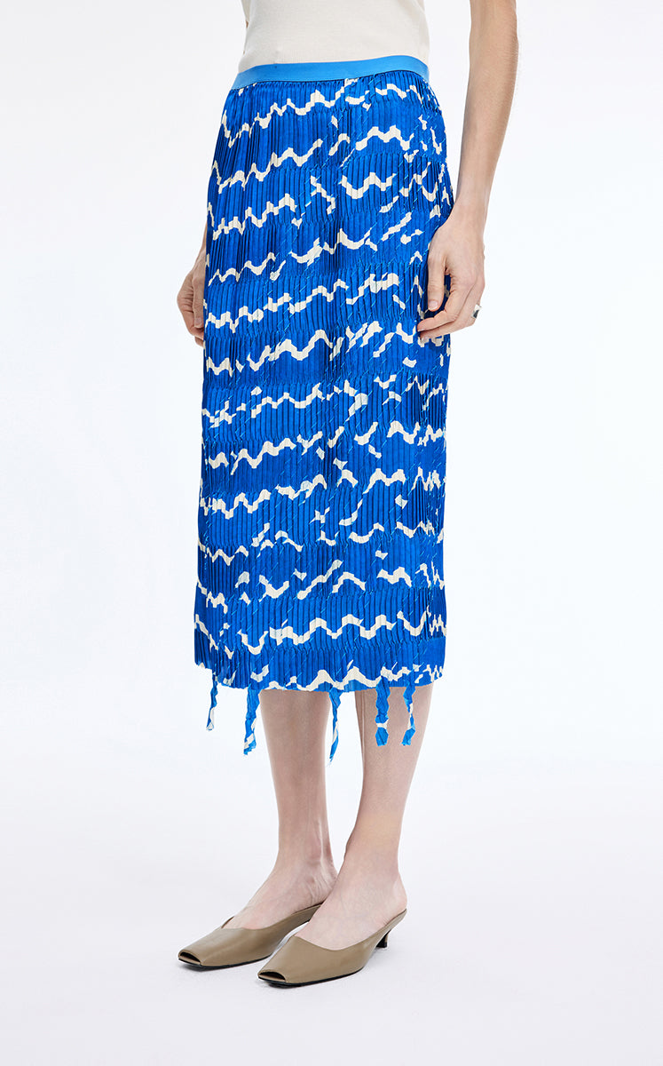Skirt / JNBY Deformed Stripe Pleated Midi Skirt