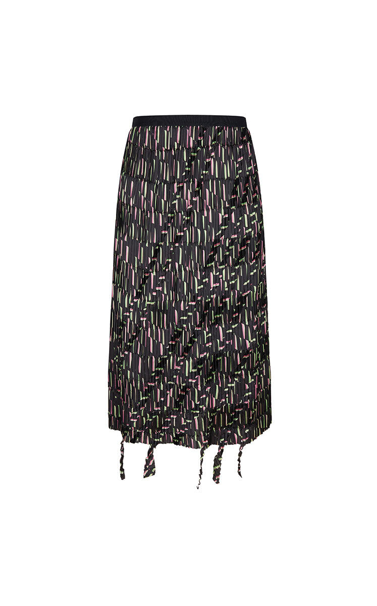 Skirt / JNBY Deformed Stripe Pleated Midi Skirt