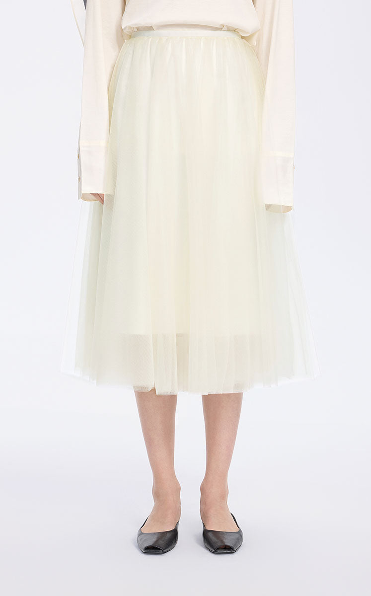 Skirt / JNBY Elegant Layered Midi Skirt White
