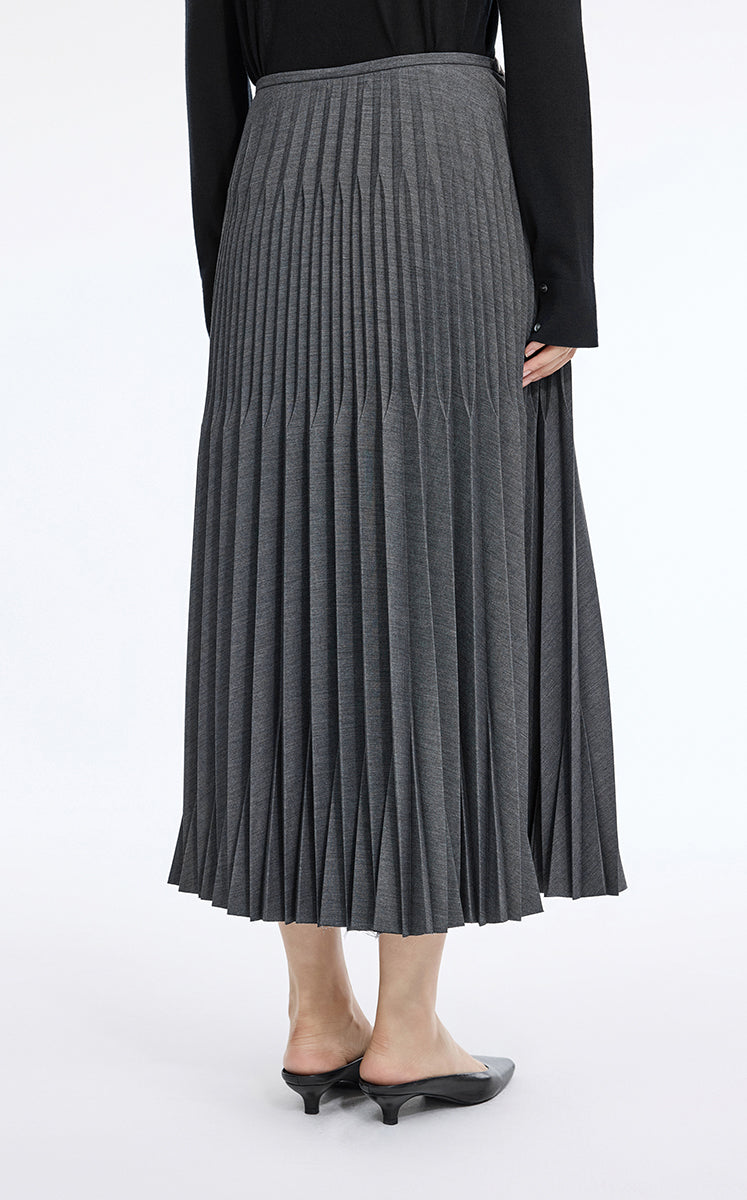 Skirt / JNBY Geometric Pleated A-Line Long Skirt