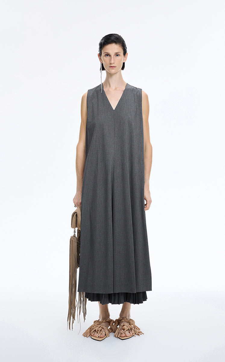 Skirt / JNBY Geometric Pleated A-Line Long Skirt
