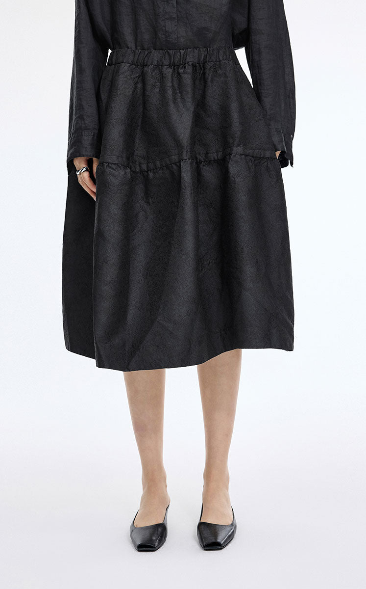 Skirt / JNBY Jacquard Balloon Midi Skirt Black
