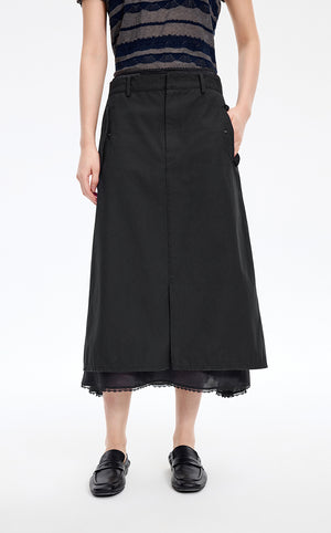 Skirt / JNBY Mid-Length Straight Cotton Skirt Black