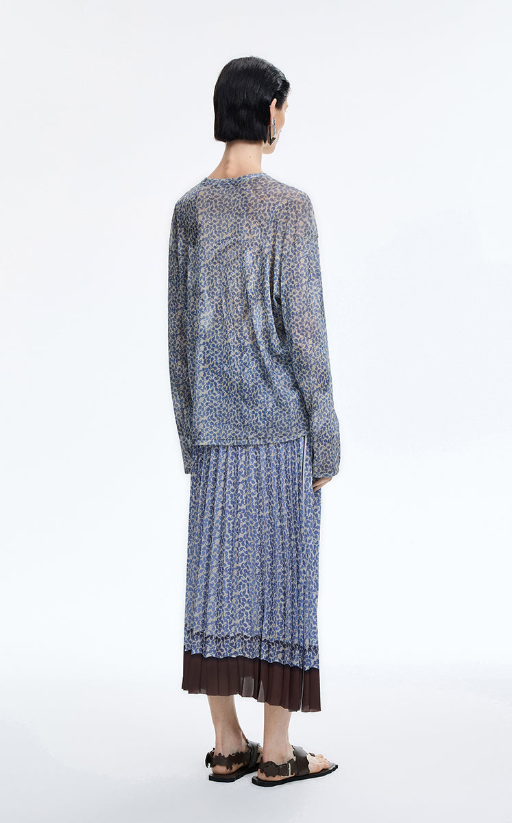 Skirt / JNBY Pleated A-Line Long Skirt with Wave Hem