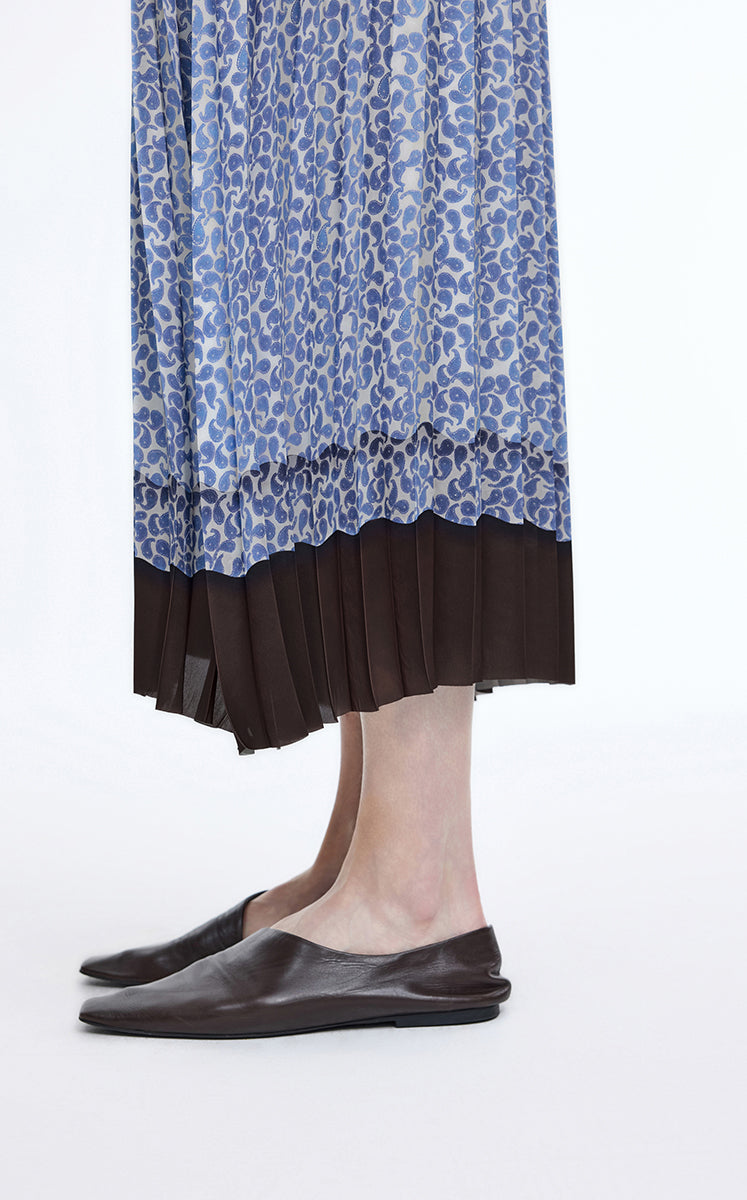 Skirt / JNBY Pleated A-Line Long Skirt with Wave Hem
