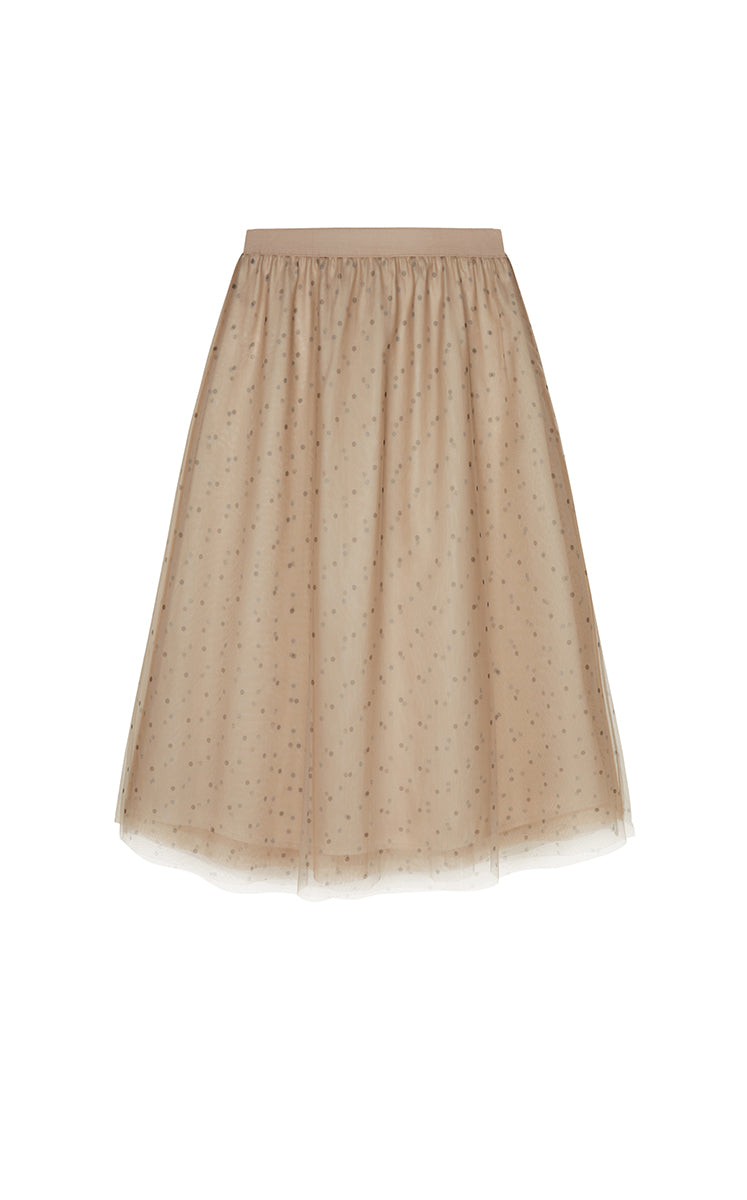 Skirt / JNBY Polka Dot Mesh A-Line Midi Skirt