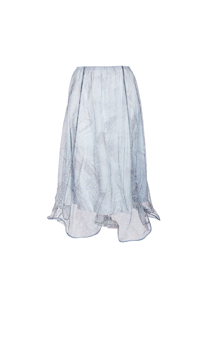 Skirt / JNBY Printed A-Line Ruffled Hem Skirt