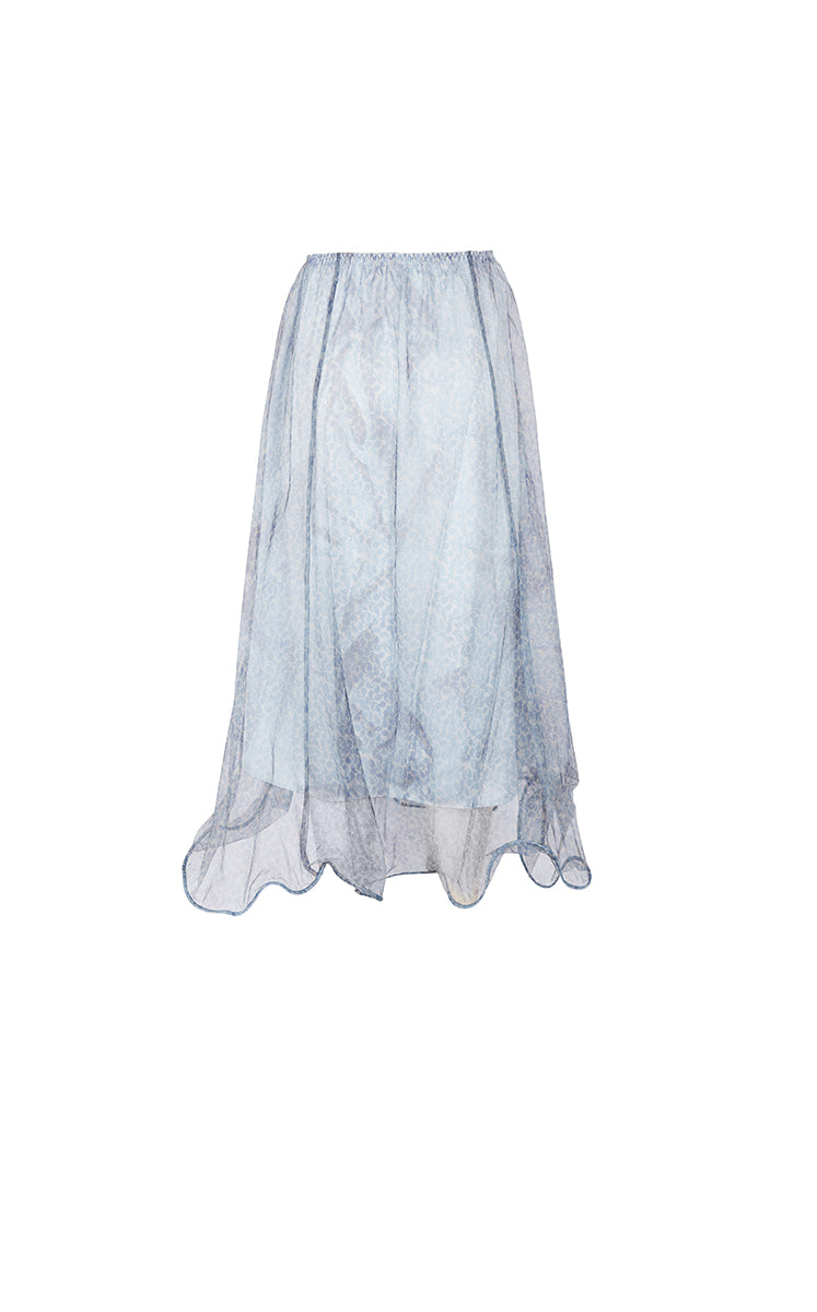 Skirt / JNBY Printed A-Line Ruffled Hem Skirt