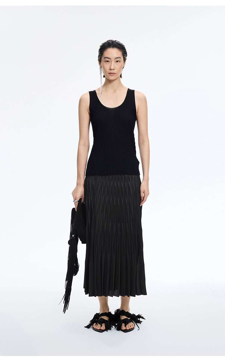 Skirt / JNBY Sculpted Pleated Maxi Skirt Jet Black