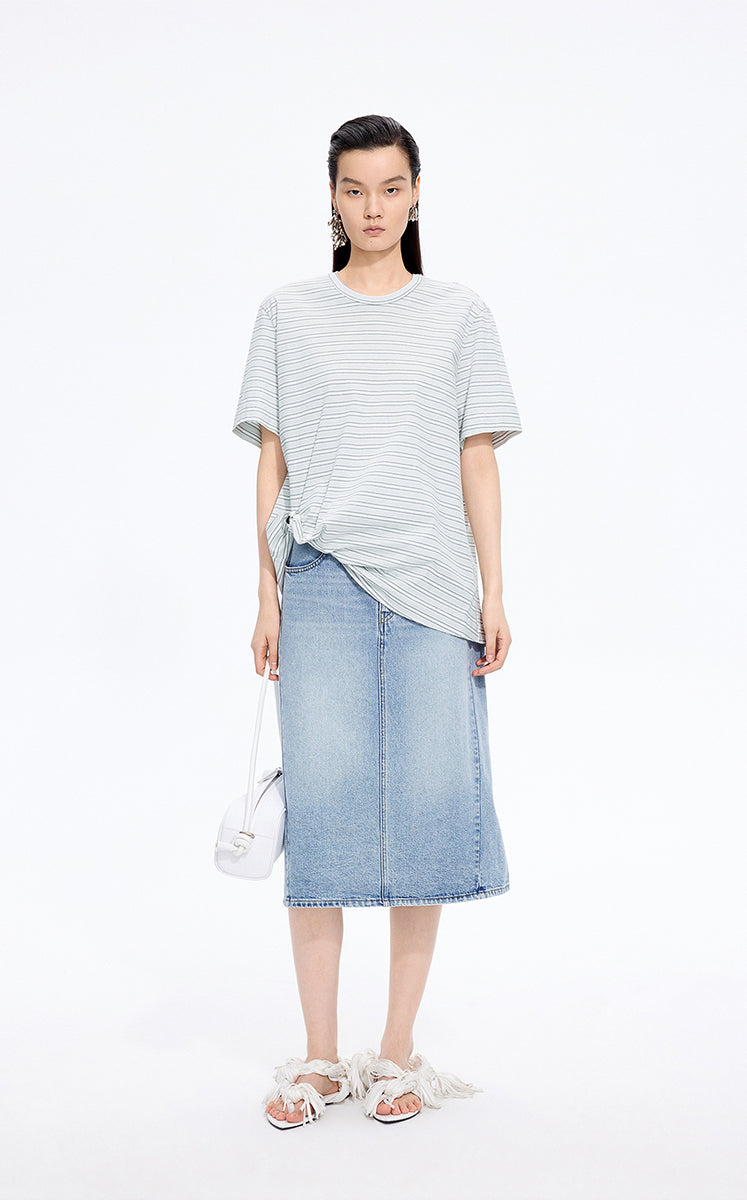 Skirt / JNBY Slight Stretch Mid-Length Denim Skirt
