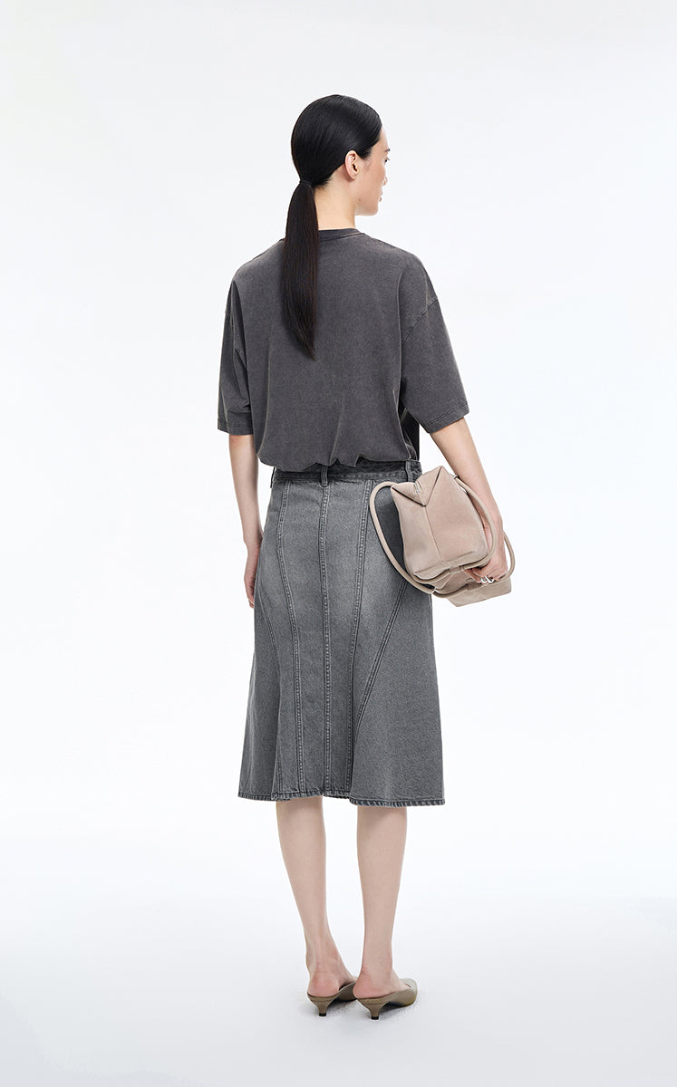 Skirt / JNBY Slight Stretch Mid-Length Denim Skirt
