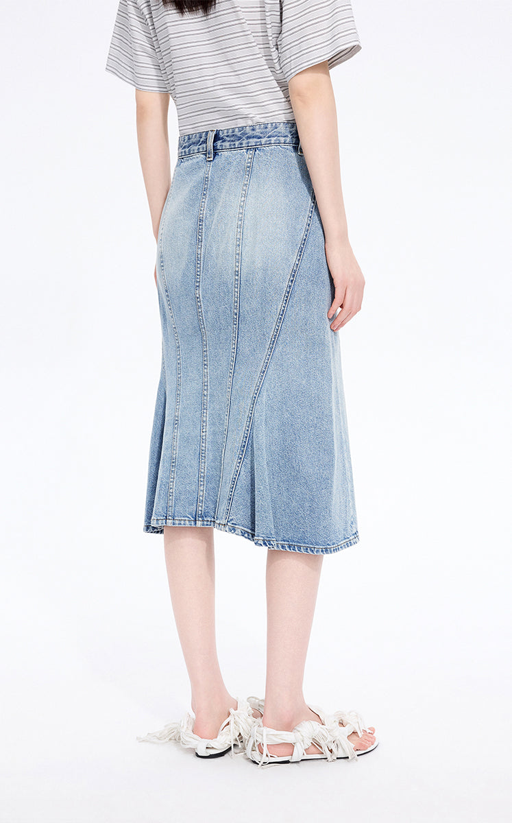 Skirt / JNBY Slight Stretch Mid-Length Denim Skirt