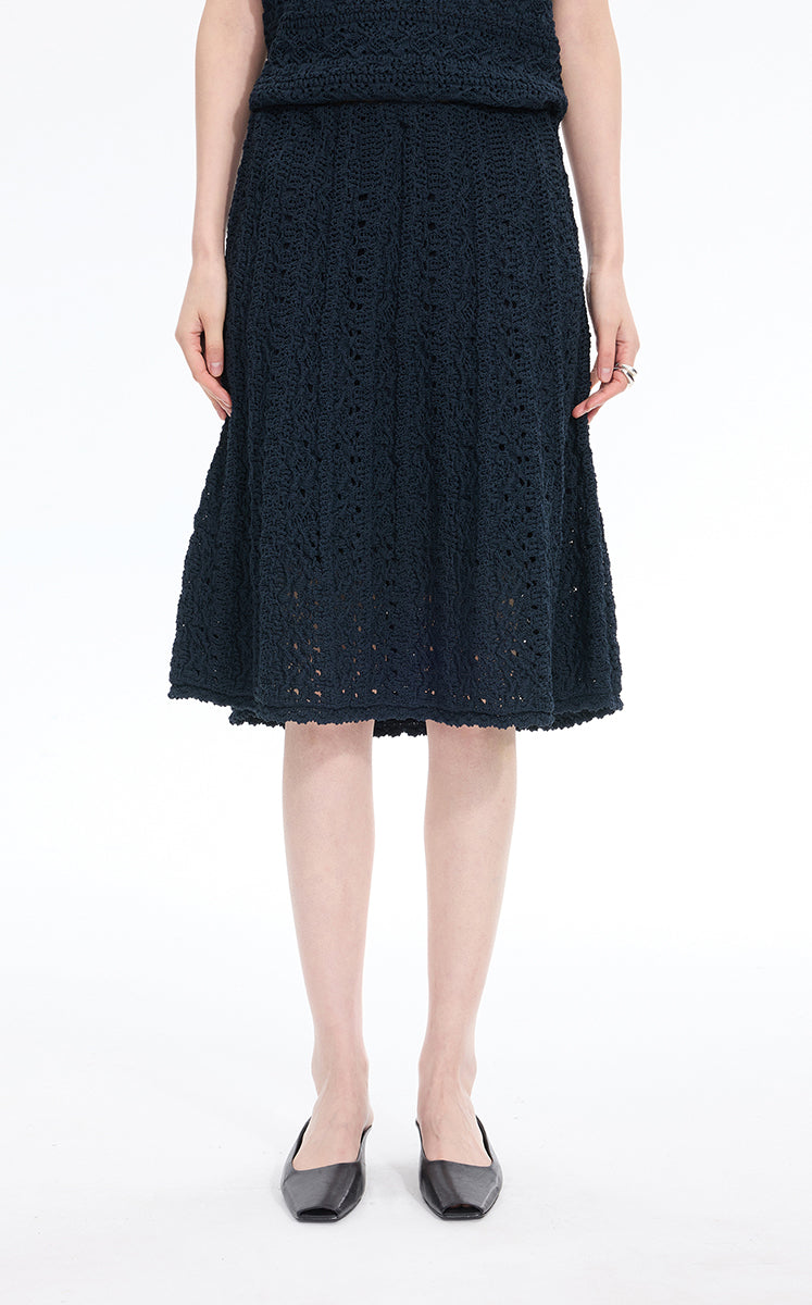 Skirt / JNBY Stretch A-Line Mid-Length Skirt Dark Blue