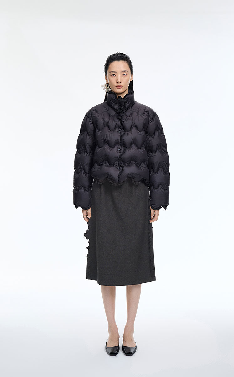 Skirt / JNBY Wool 3D Cutwork Embroidery Mid-Length Skirt