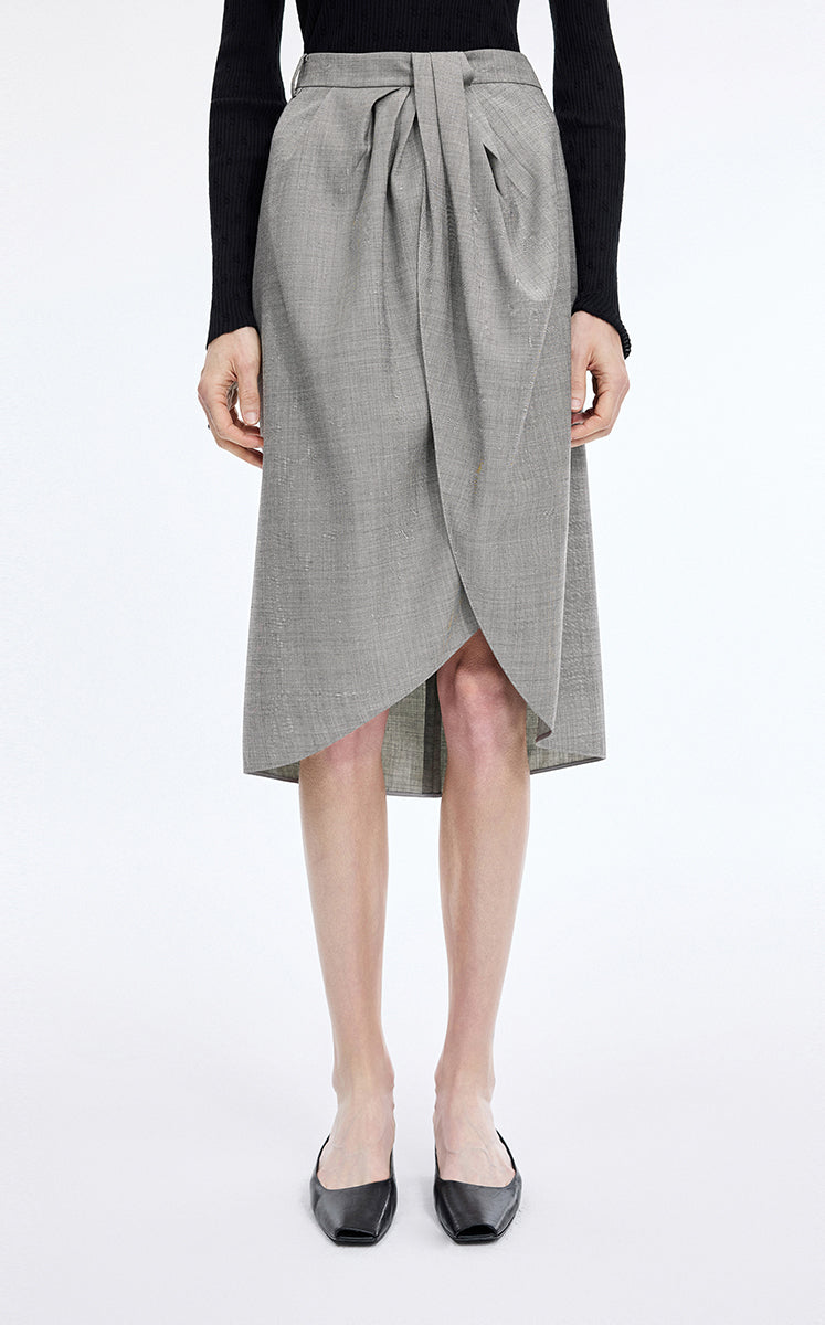Skirt / JNBY Wool Jacquard Midi Skirt Black & White