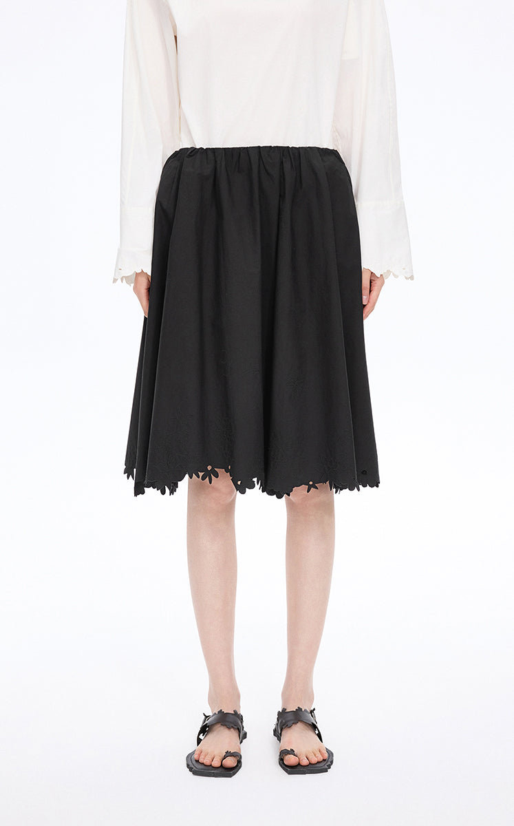 Skirt / JNBY Drawstring Cotton Midi Skirt Black