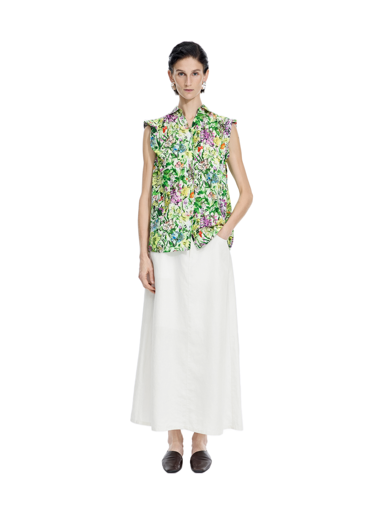 Skirt / JNBY Ramie A-Line Maxi Skirt