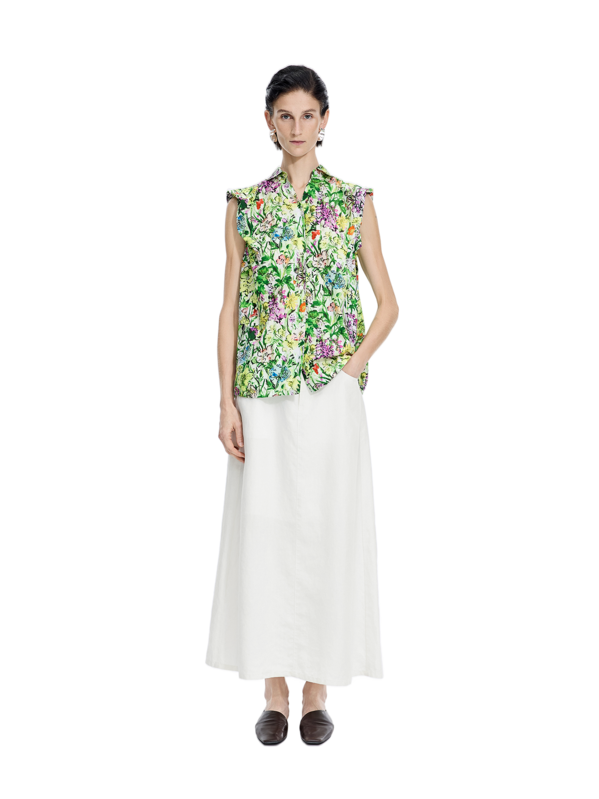 Skirt / JNBY Ramie A-Line Maxi Skirt