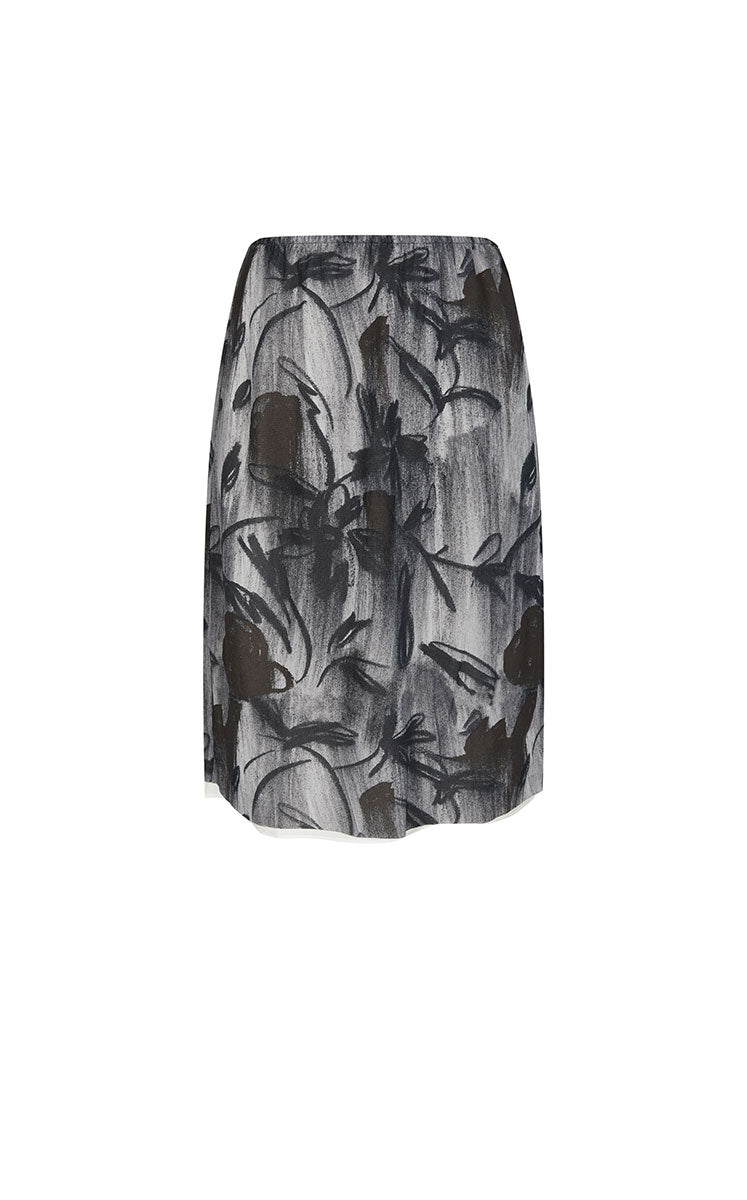 Skirt / JNBY Nylon Midi Skirt with Rose Shadow Print