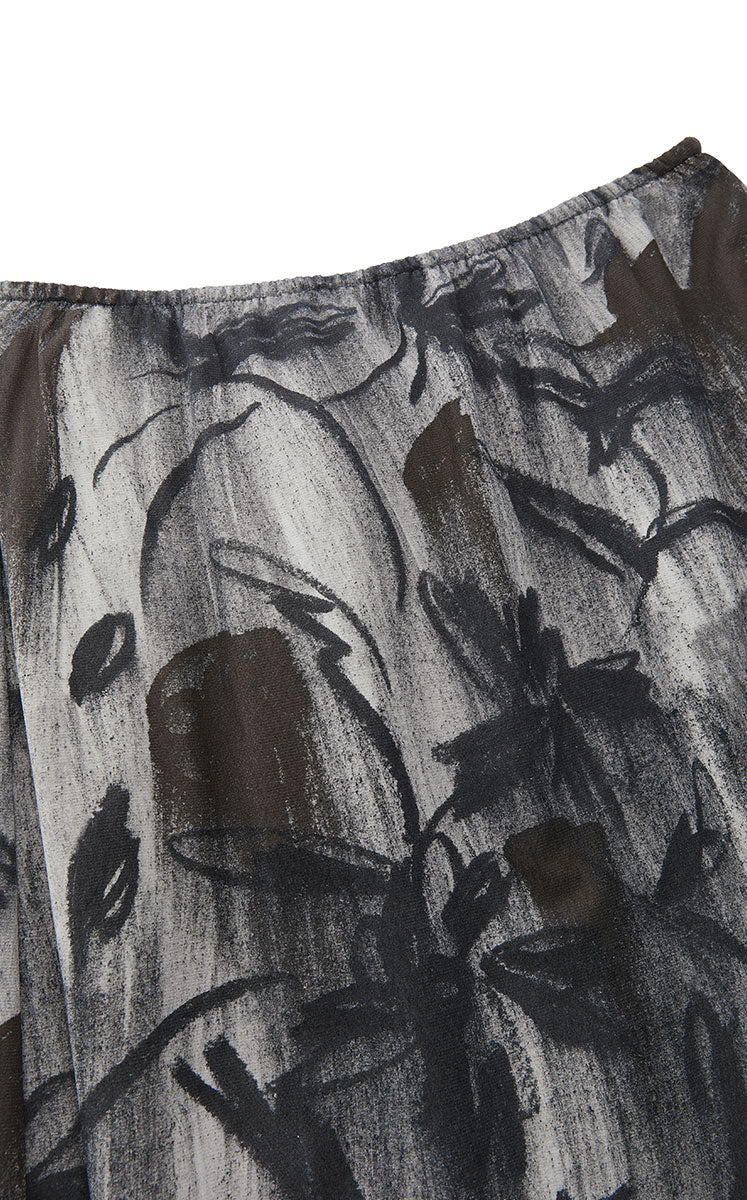 Skirt / JNBY Nylon Midi Skirt with Rose Shadow Print