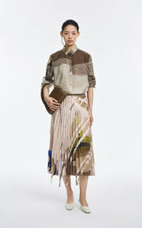 Skirt / JNBY Pleated A-Line Midi Skirt with Abstract Print