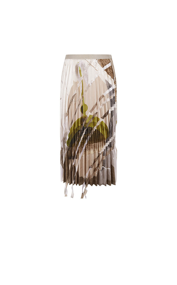 Skirt / JNBY Pleated A-Line Midi Skirt with Abstract Print