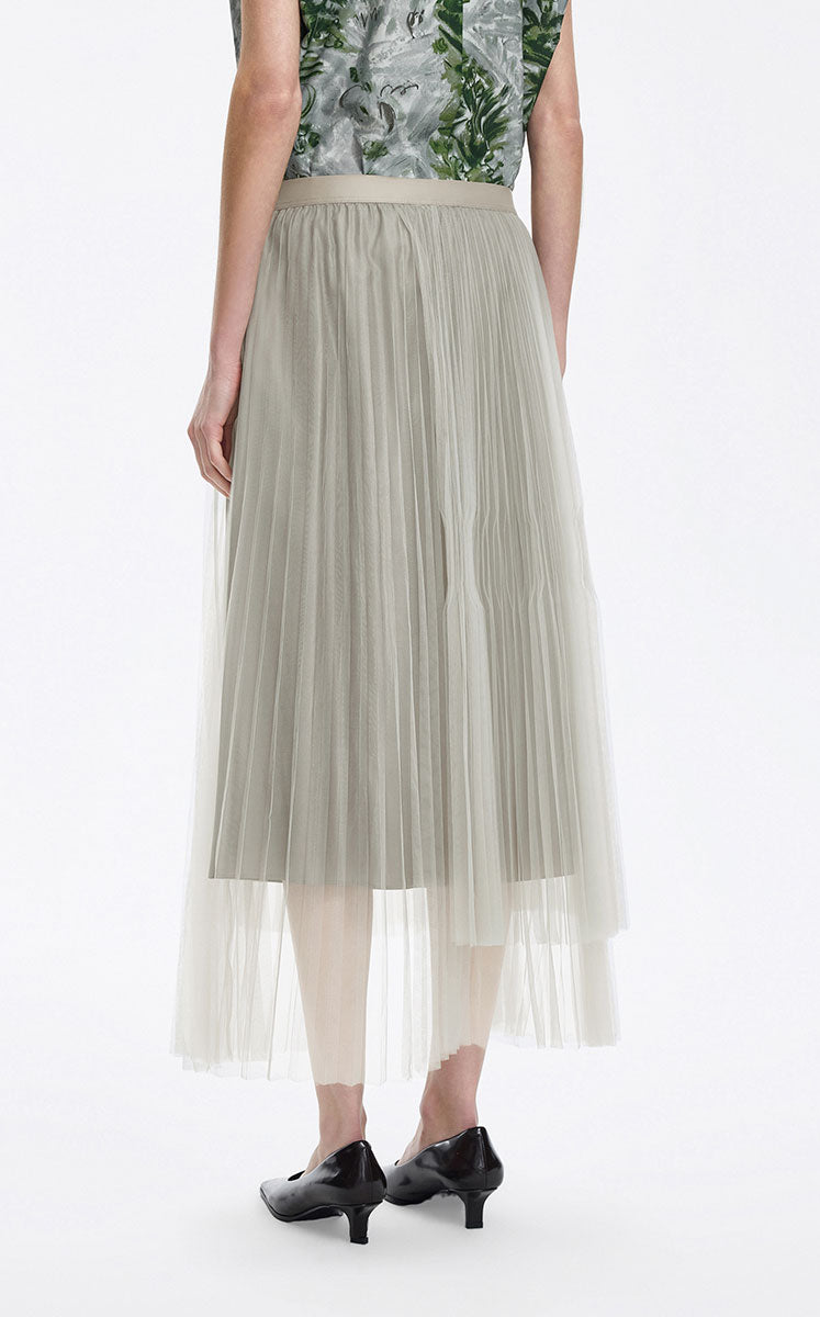 Skirt / JNBY Pleated Mesh A-Line Maxi Skirt