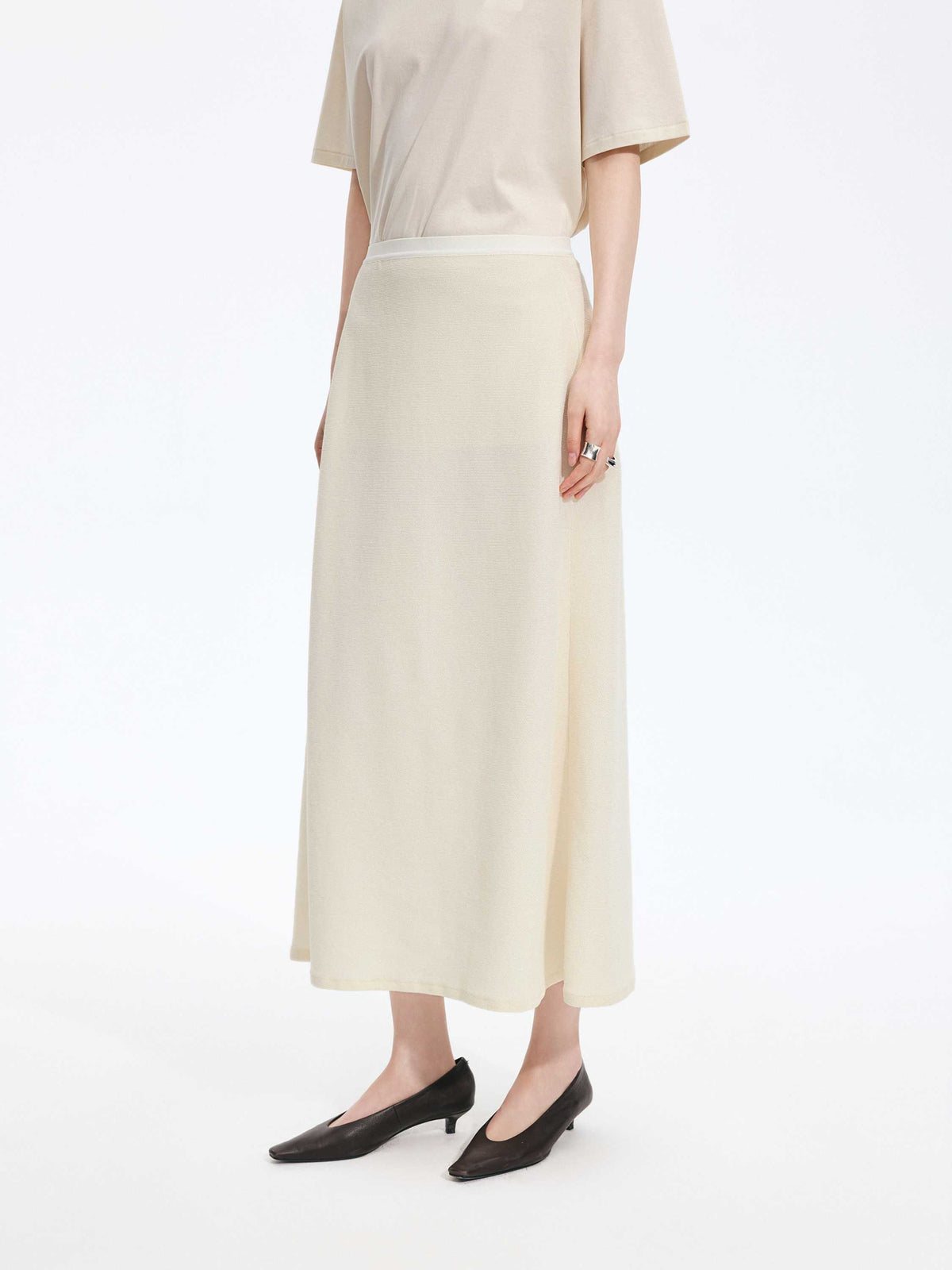 Skirt / JNBY A-Line Cotton Blend Long Skirt Light Ivory-1