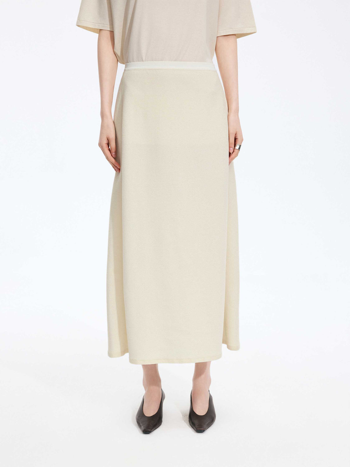 Skirt / JNBY A-Line Cotton Blend Long Skirt Light Ivory-1