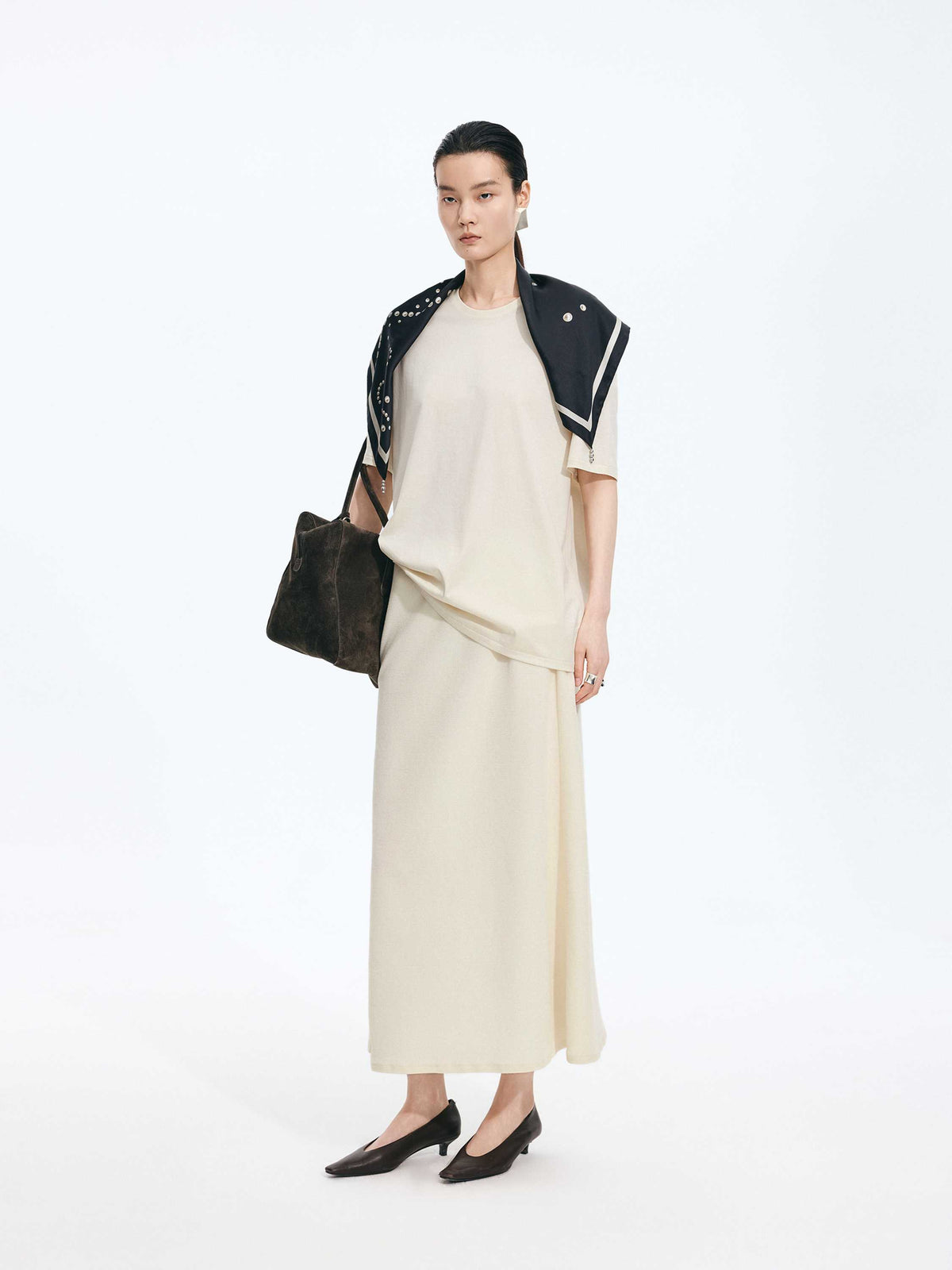 Skirt / JNBY A-Line Cotton Blend Long Skirt Light Ivory-1