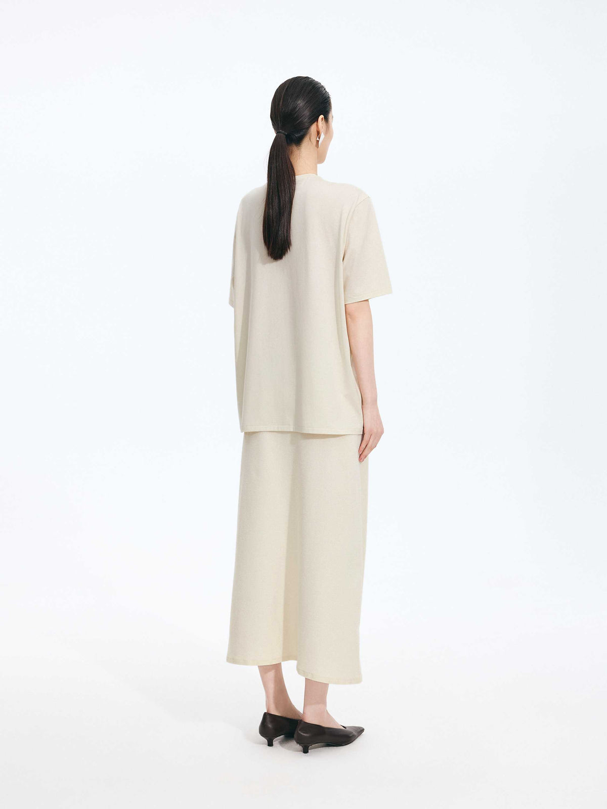 Skirt / JNBY A-Line Cotton Blend Long Skirt Light Ivory-1