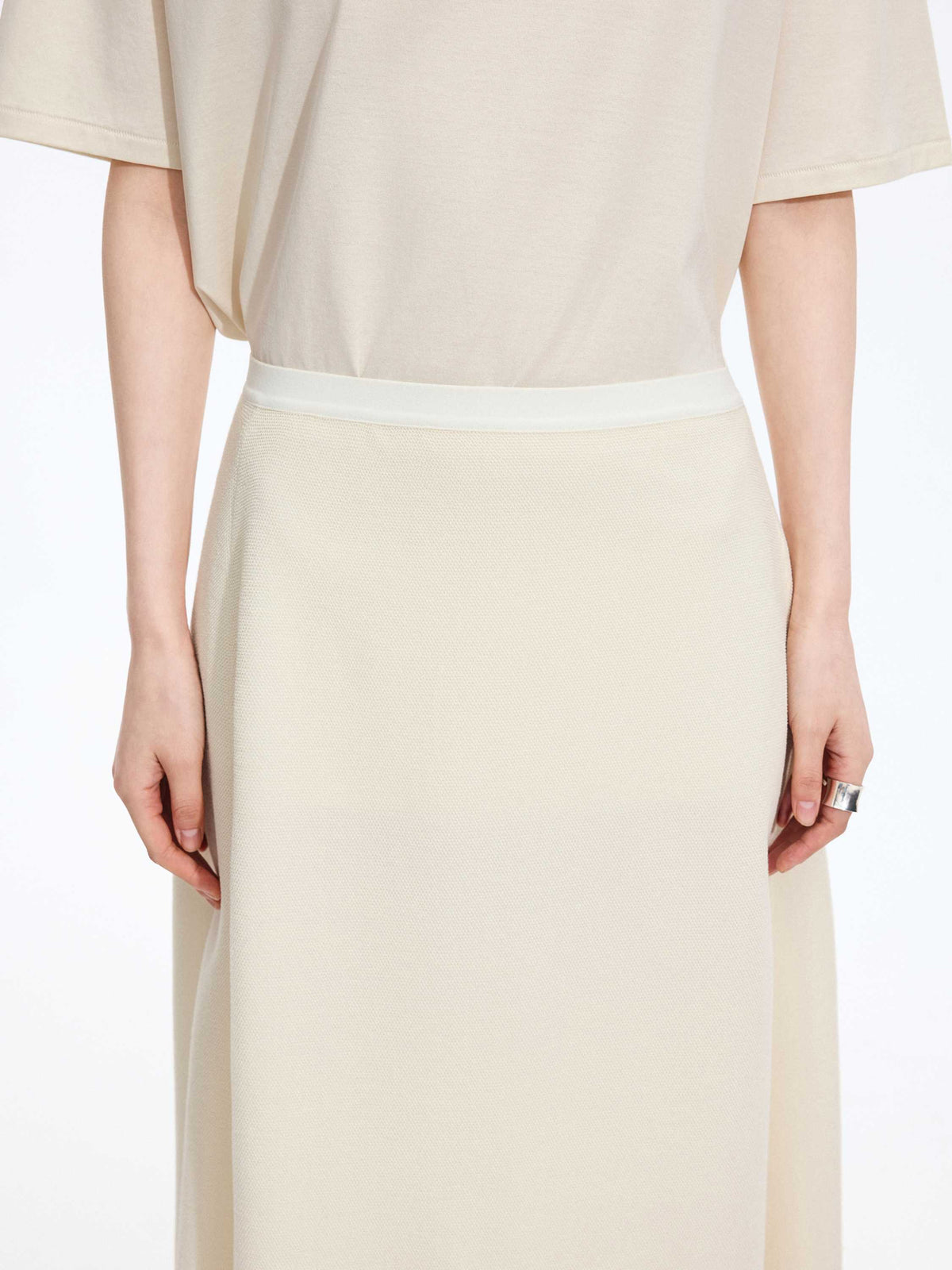 Skirt / JNBY A-Line Cotton Blend Long Skirt Light Ivory-1