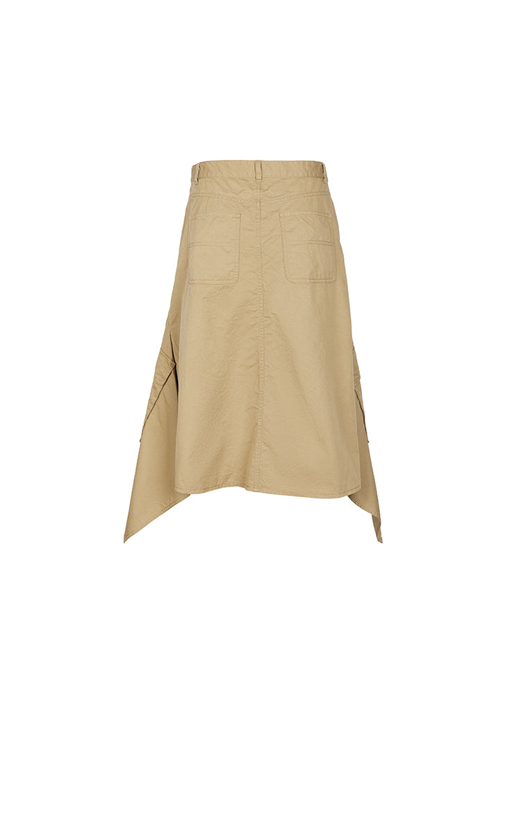 Skirt / JNBY Asymmetric Cotton Mid-Length Skirt Khaki-1