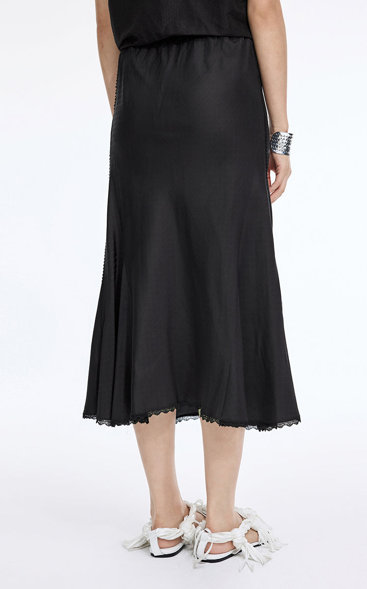 Skirt / JNBY Cupro Jacquard Midi Skirt Black Marl-2