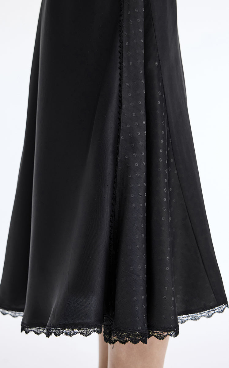 Skirt / JNBY Cupro Jacquard Midi Skirt Black Marl-2