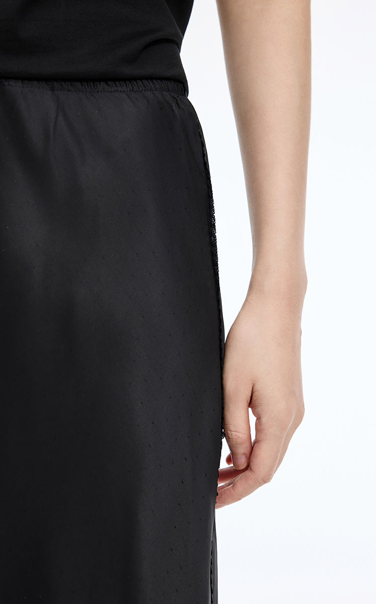 Skirt / JNBY Cupro Jacquard Midi Skirt Black Marl-2