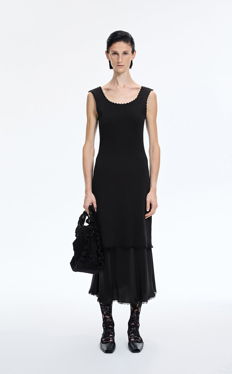 Skirt / JNBY Cupro Jacquard Midi Skirt Black Marl-2